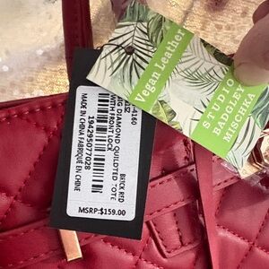New Badgley Mischka Brick Red Quilted Tote